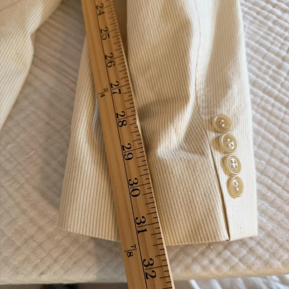 Calvin Klein Cream Pinstripe Cotton Blazer Sport Coat Jacket Men's 46R Coastal
